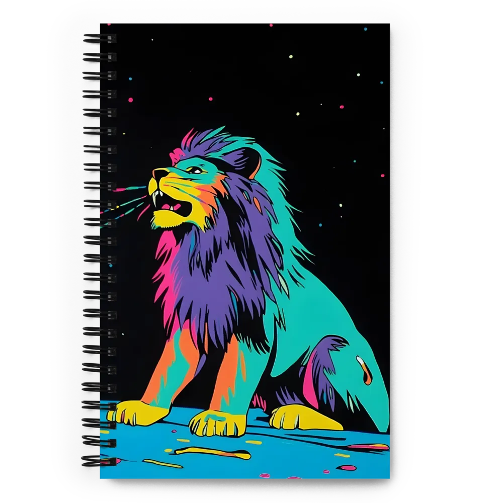 Roaring Colors: The Neon Lion | Spiral Notebook