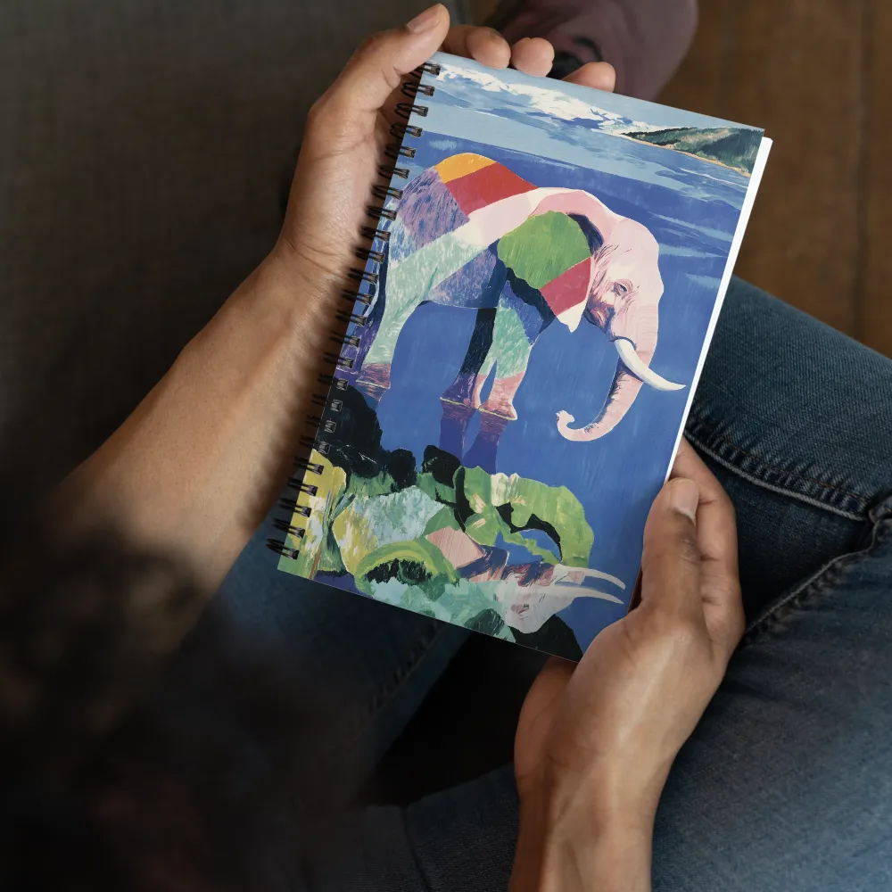 Serenity in Color: The Elephants of Reflection | Spiral Notebook