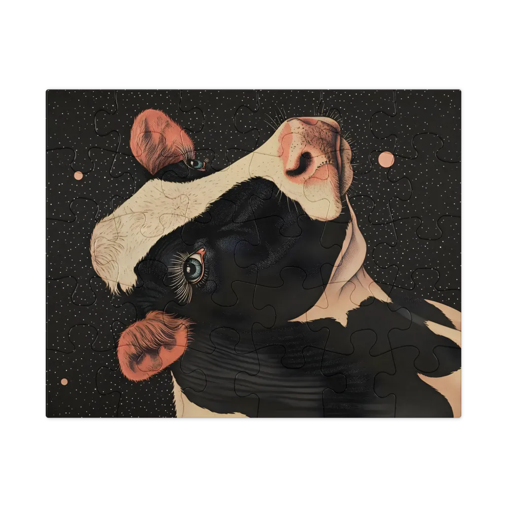 Stipple Cow Portrait 
 Jigsaw Puzzle in Tin Box