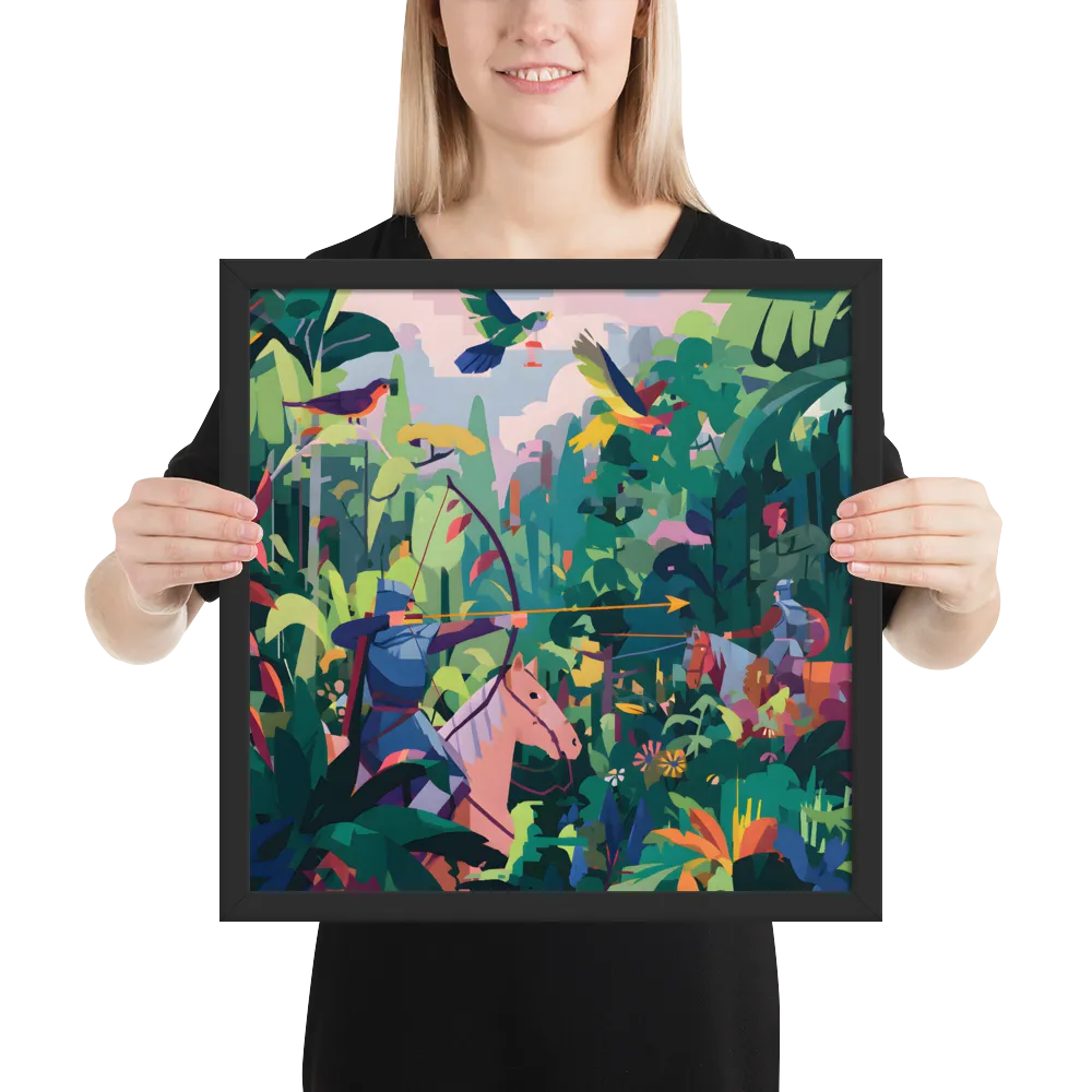 Jungle Archers 
 Poster with Black Frame | 16″x 16″
