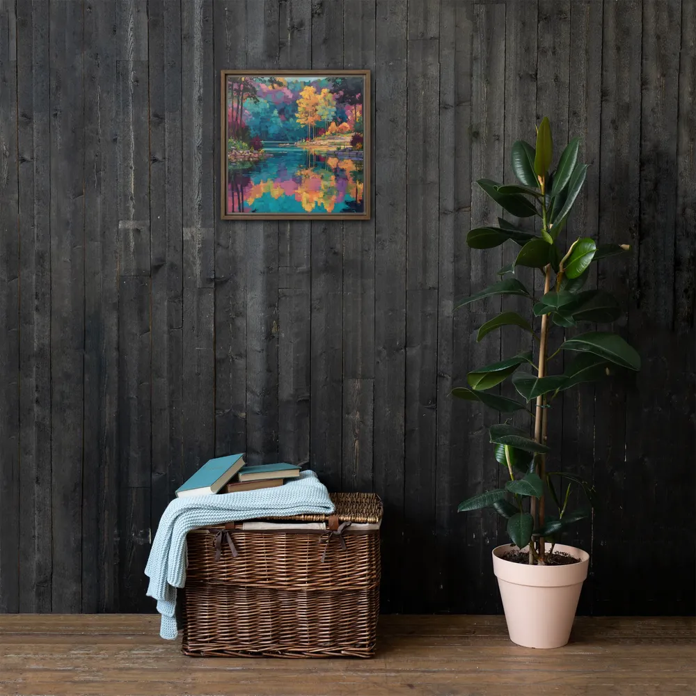 Reflections in Color 
 Canvas with Brown Frame | 16″x 16″