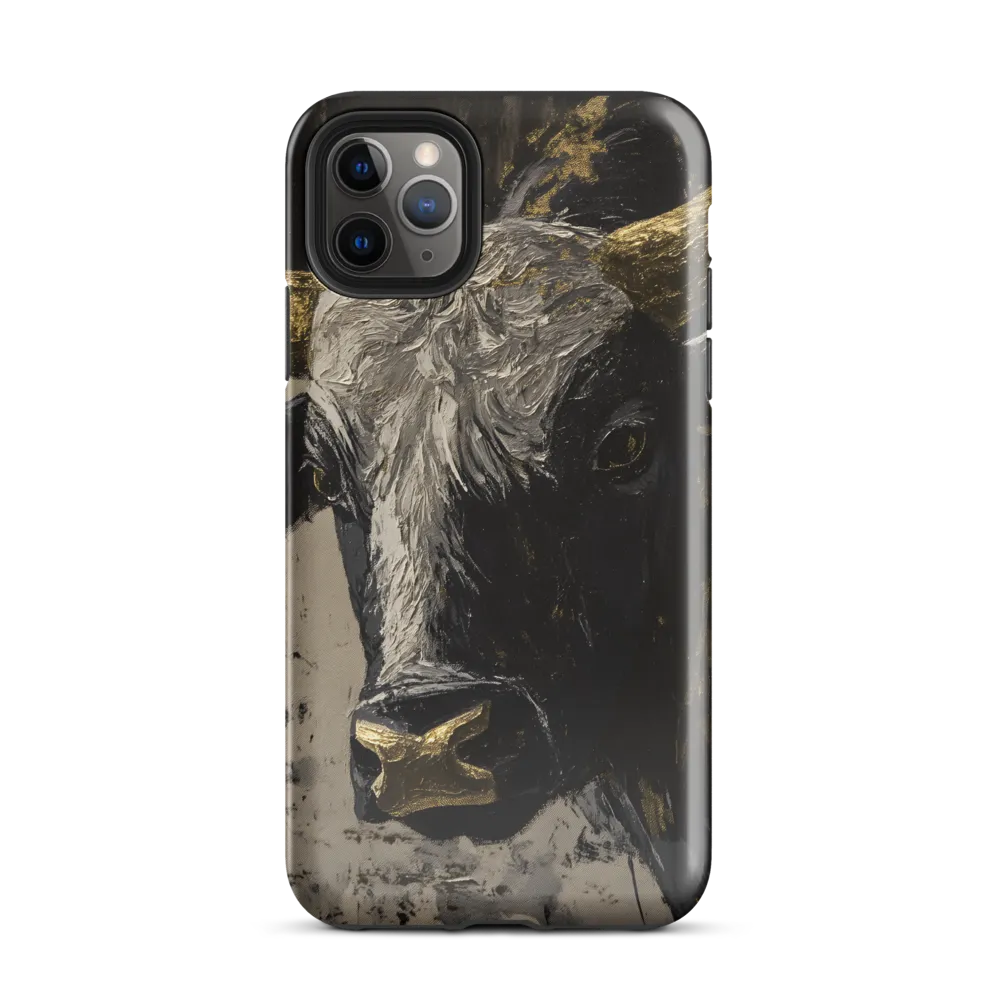 Majestic Bull: The Power in Black and Gold | Phone Case |  11 Pro Max | Tough Case | Glossy