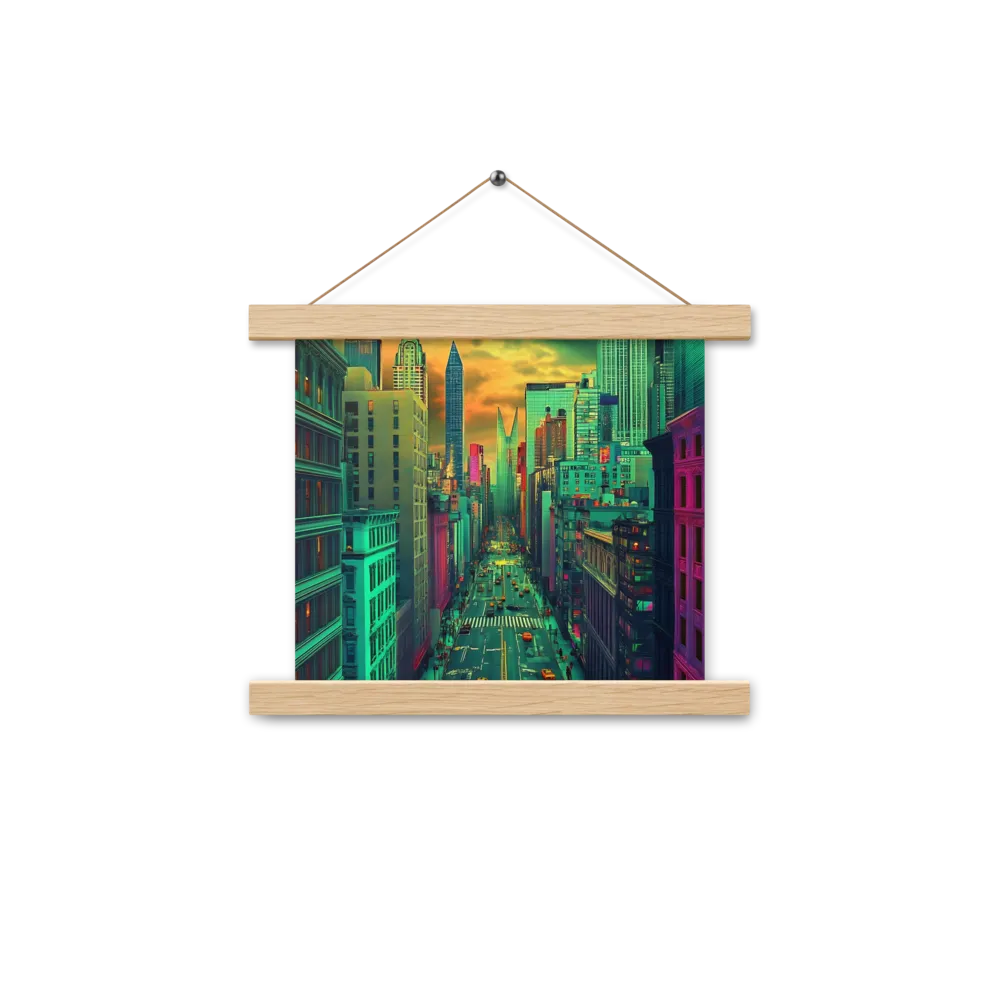 Urban Surrealism: Neon Dreams | Poster With Oak Wood Hanger | 10″×10″