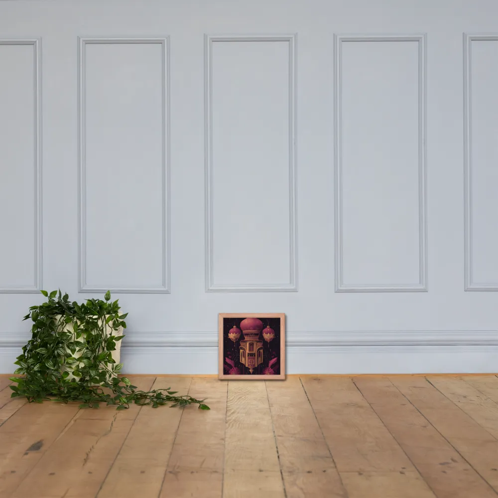 Ornate Harmony: A Digital Floral Architecture | Poster with Red oak Frame | 10″×10″