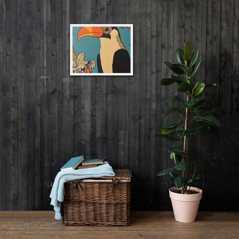 Tropical Majesty: The Toucan at Rest | Canvas with White Frame | 16″×20″