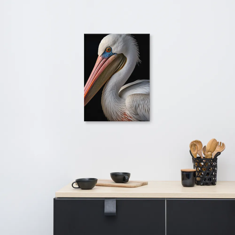 Elegance in White: The Pelican | Canvas | 18″×24″