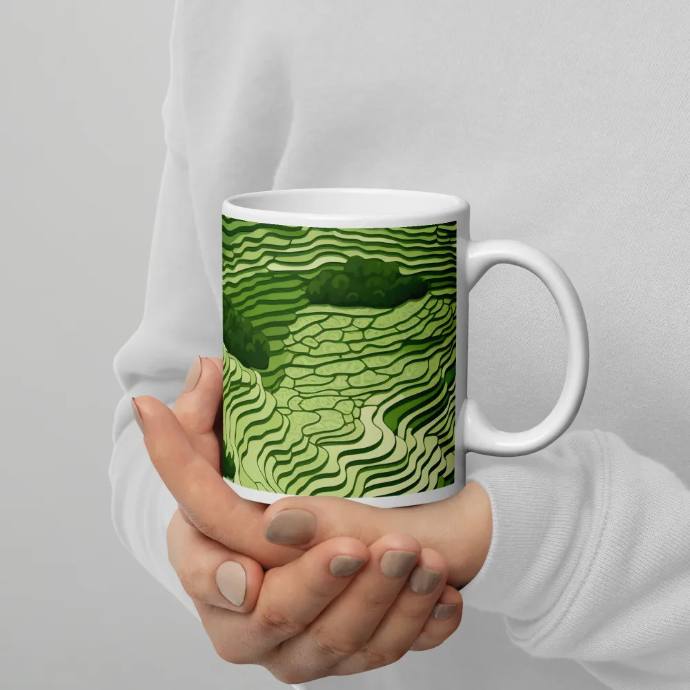 Waves of Green: An Abstract Landscape | Mugs | Multiple Sizes & Colors