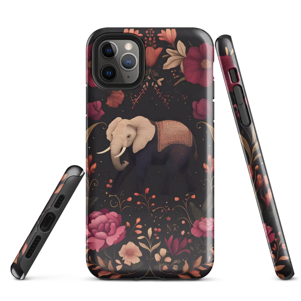 Whispers of the Wild: Elephants and Blooms | Phone Case |  11 Pro Max | Tough Case | Glossy