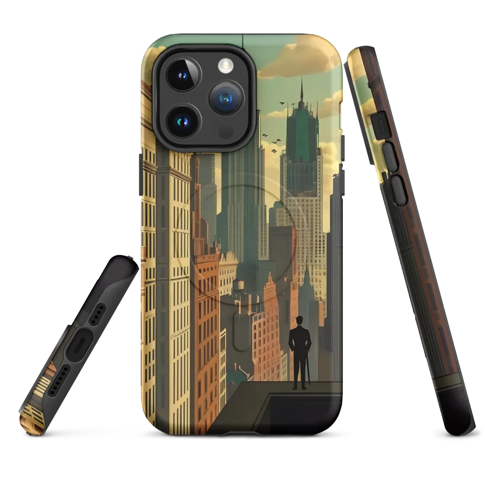 Urban Dreams: A Silhouette in Art Deco Cityscape