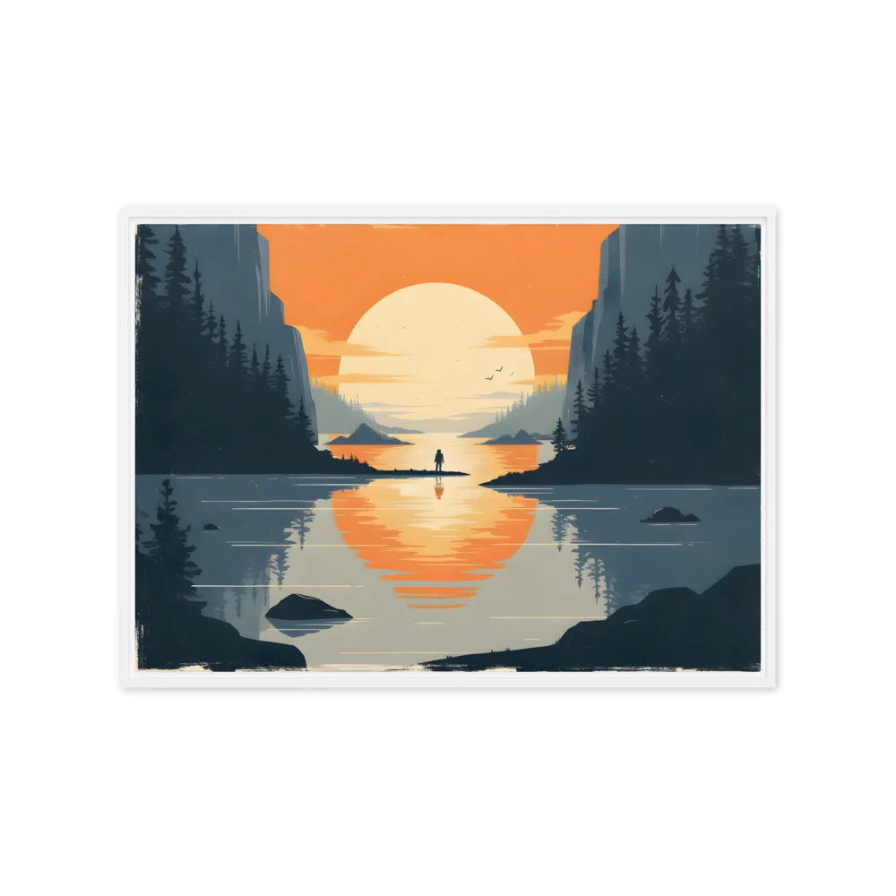 Tranquil Sunset Reflection 
 Canvas with White Frame