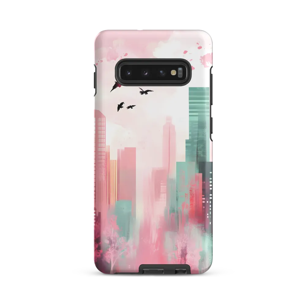Dreamy Cityscape in Pink and Cyan