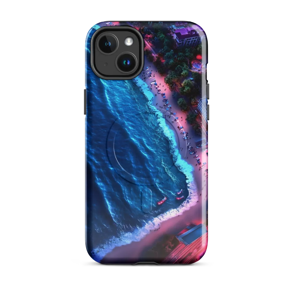 Twilight Reflections: A Serene Beach Aerial | Phone Case |  14 Plus | MagSafe® Tough Case | Glossy