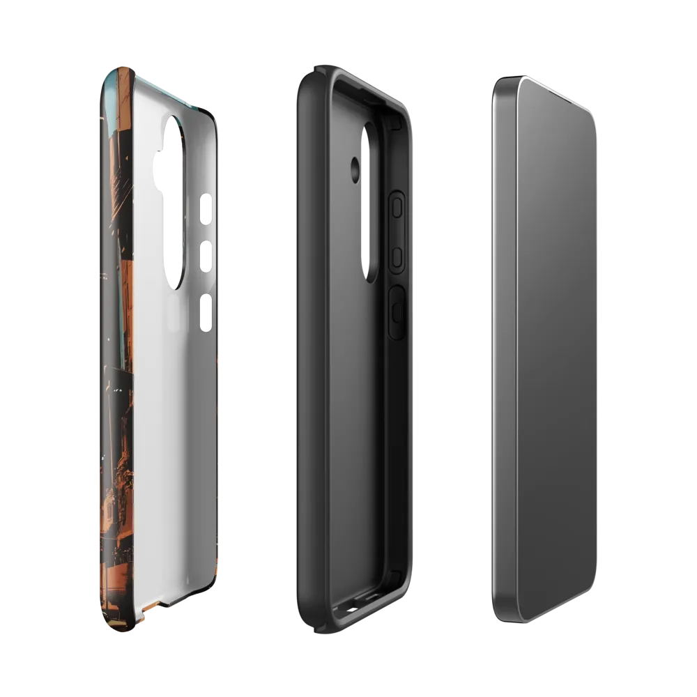 Futuristic Cityscape in Blue and Orange | Phone Case |  S24 | Tough Case | Glossy