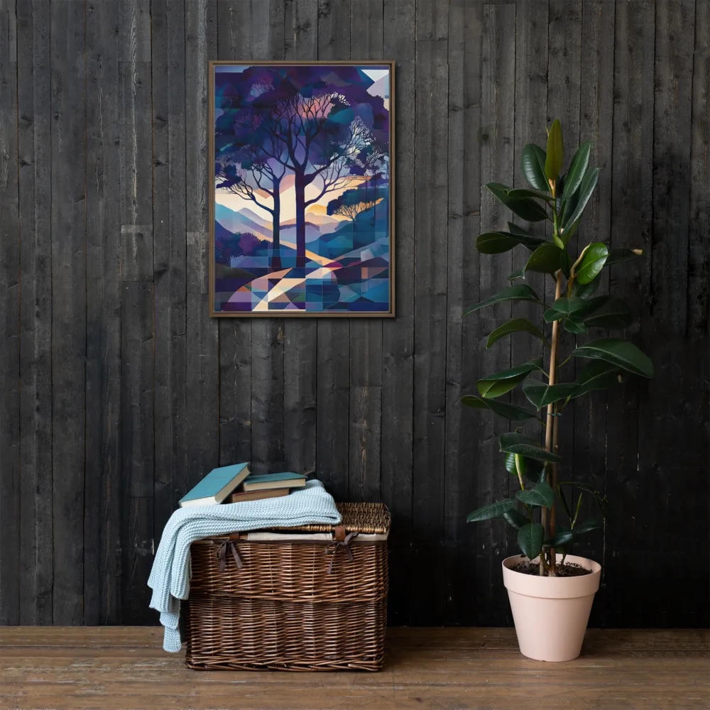 Tranquil Geometry: A Journey Through Color | Canvas with Brown Frame | 20″×28″