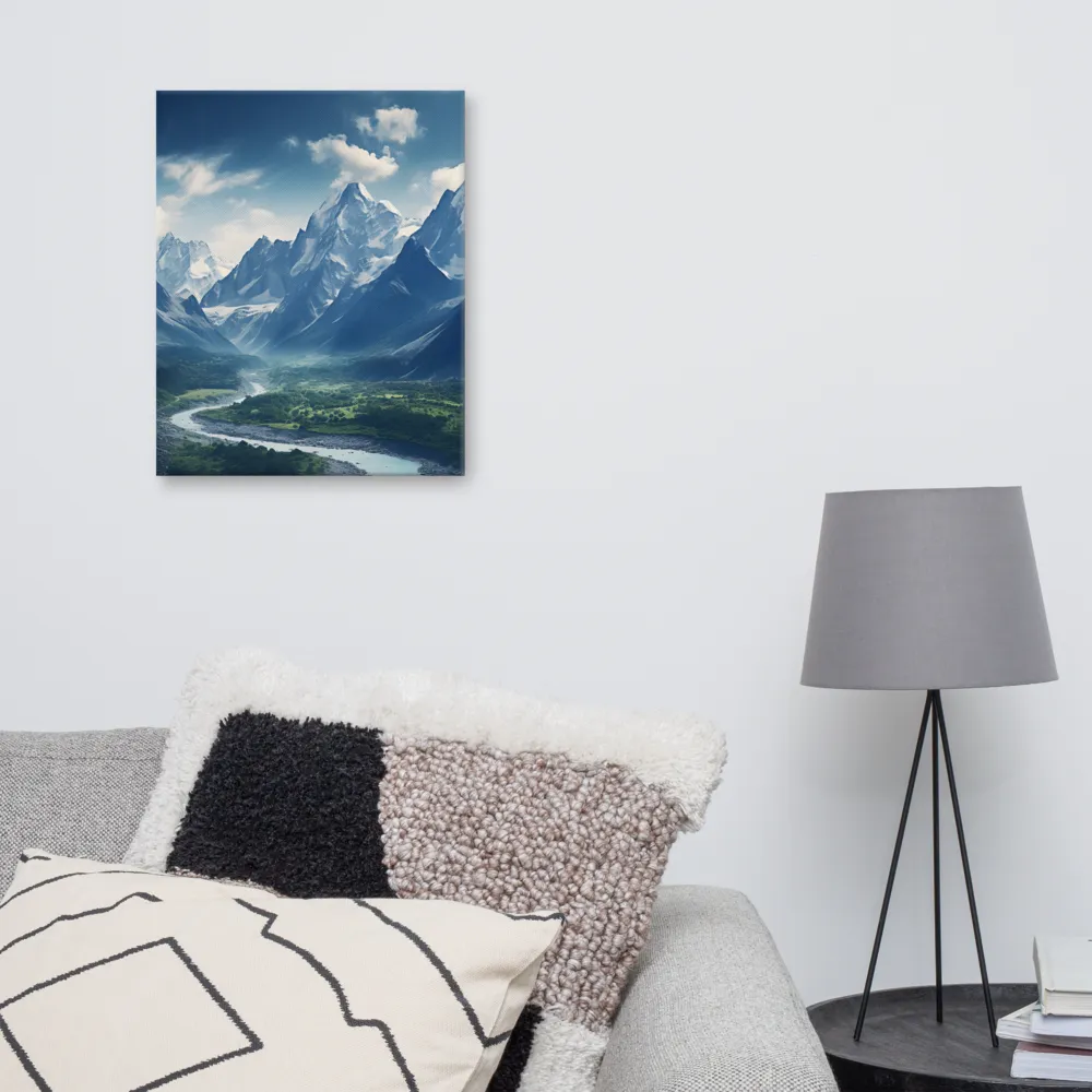 Majestic Serenity: A Landscape of Mountains and Rivers | Canvas | 16″×20″