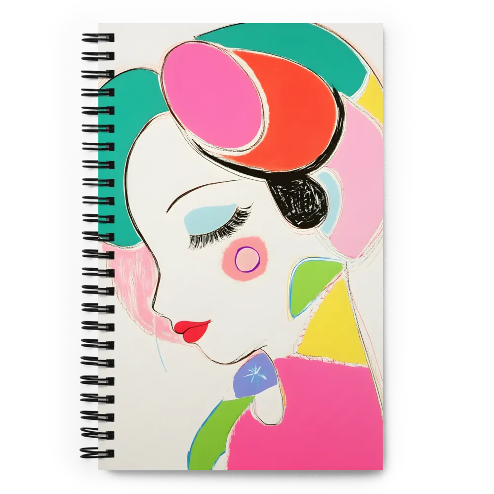 Whimsical Portrait in Colorful Abstraction | Spiral Notebook