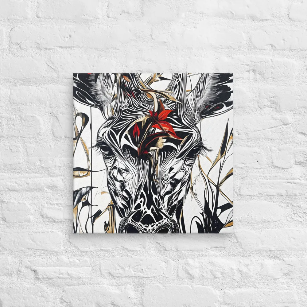 Floral Elegance: The Giraffe's Portrait | Canvas | 18″×18″