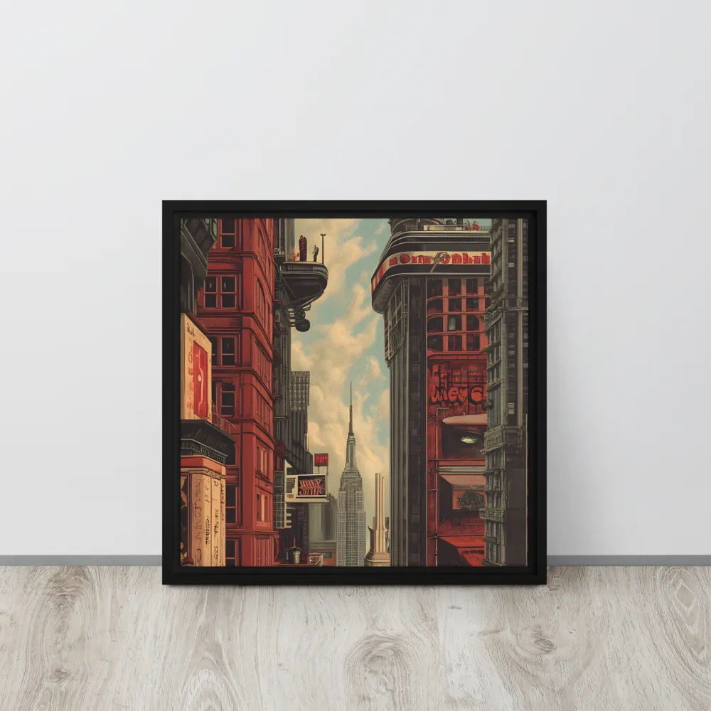 A Glimpse of Tomorrow: Urban Ambition | Canvas with Black Frame | 16″×16″