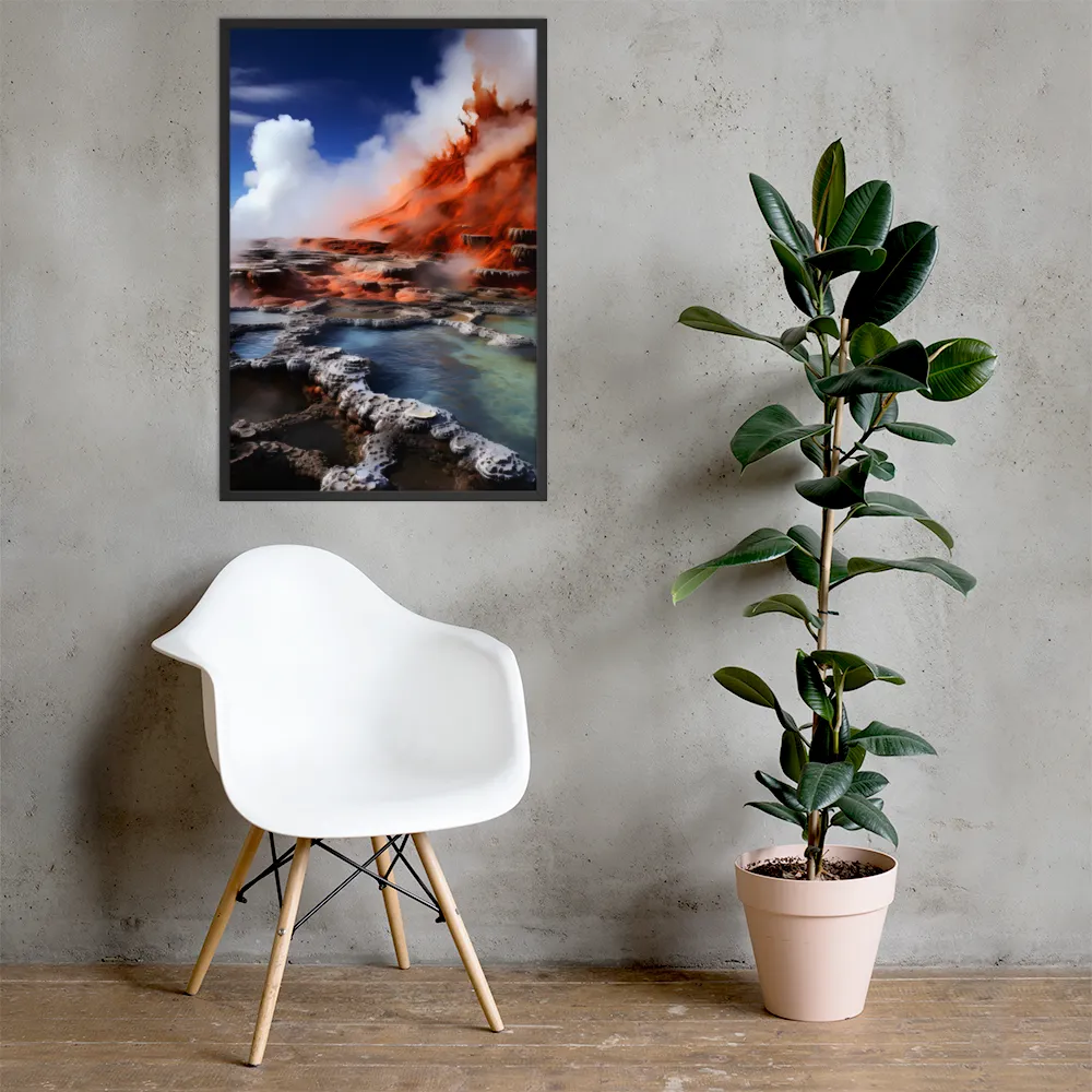 Nature's Fury: The Volcano's Expression | Poster with Black Frame | 24″×36″