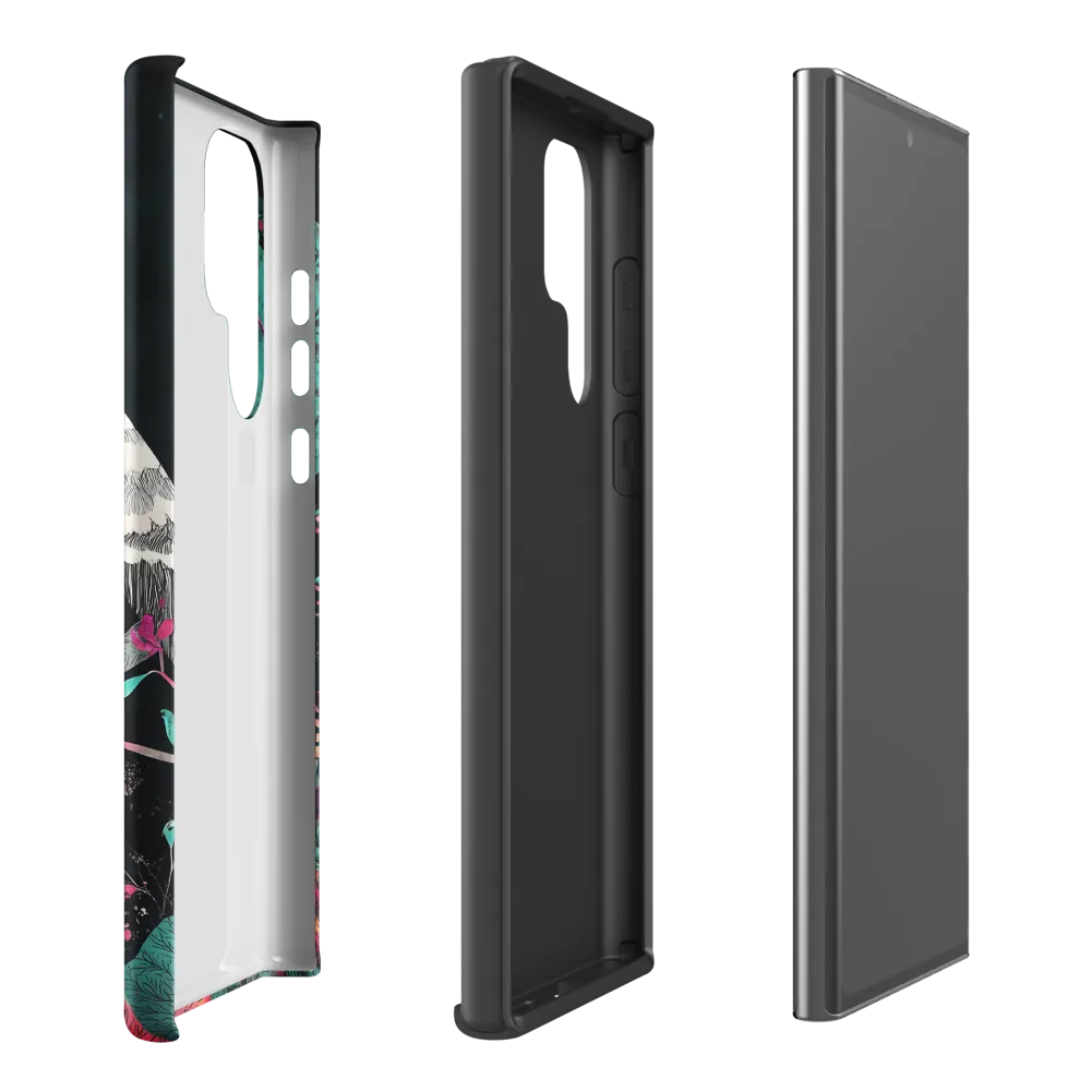 Ethereal Presence: Heron in a Floral Dreamscape | Phone Case |  S22 Ultra | Tough Case | Matte