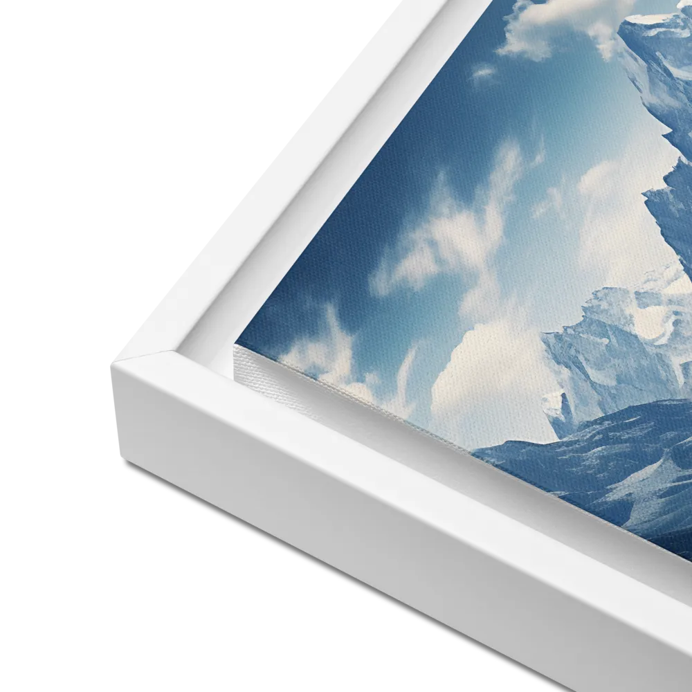 Majestic Serenity: A Landscape of Mountains and Rivers | Canvas with White Frame | 12″×16″