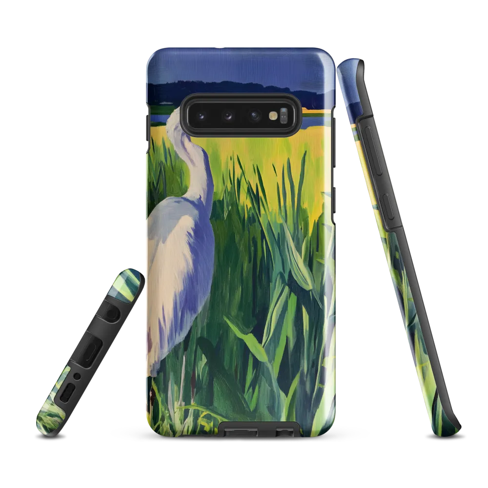 Graceful Presence: The Heron in the Meadow | Phone Case |  S10 Plus | Tough Case | Glossy