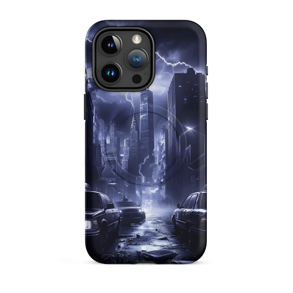 Stormy Cityscape: Shadows of the Night | Phone Case |  15 Pro Max | MagSafe® Tough Case | Matte