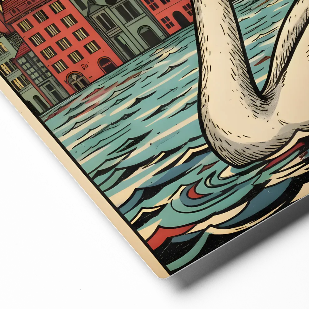 Swan in the City 
 Metal Print | 12″x 12″