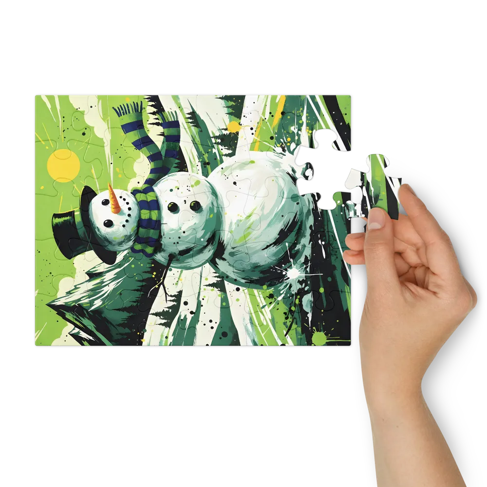Emerald Snowman 
 Jigsaw Puzzle in Tin Box