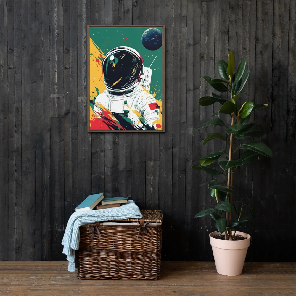 Galactic Explorer: A Modern Odyssey | Canvas with Brown Frame | 20″×28″