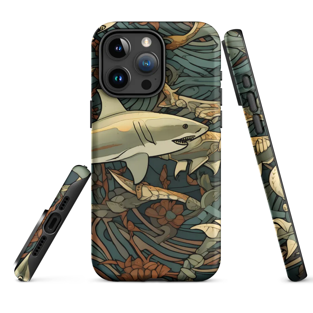 Dynamic Harmony of Sharks and Flora | Phone Case |  15 Pro Max | Tough Case | Matte