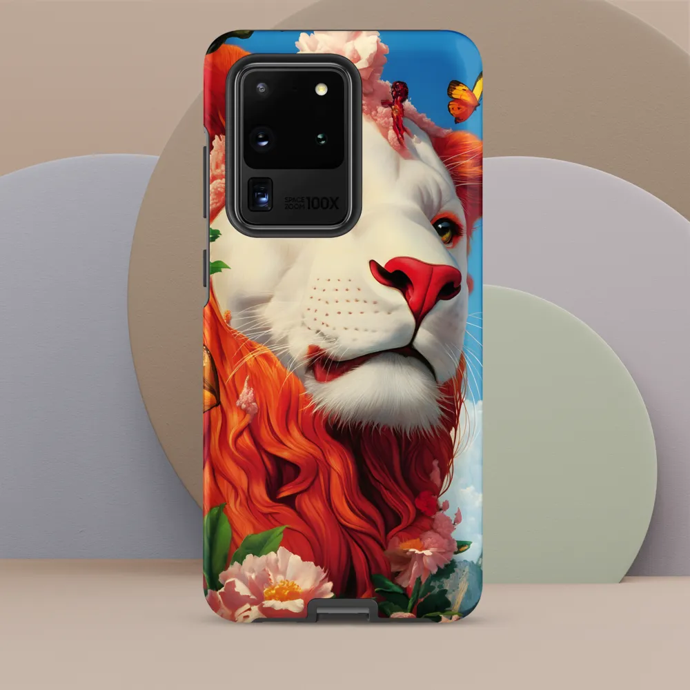 Majestic Lion Amidst Floral Splendor