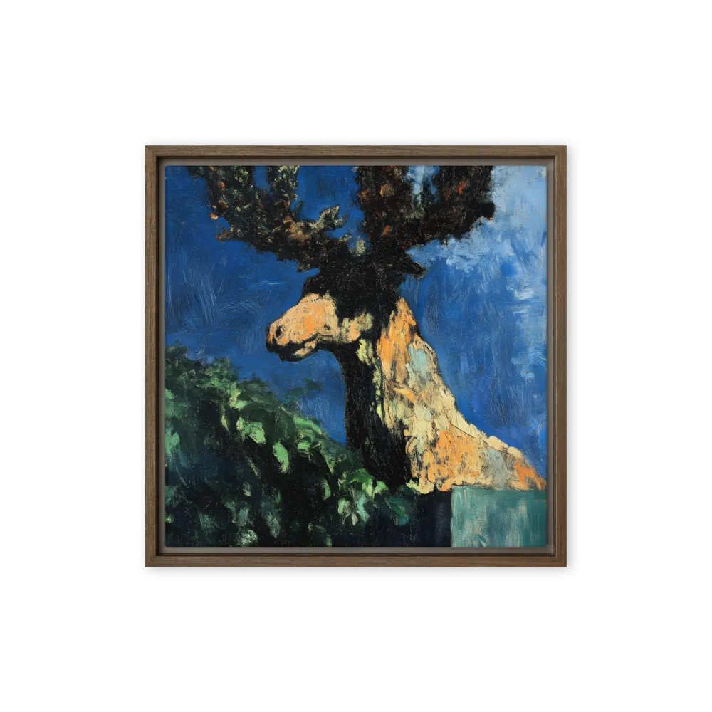 The Majestic Deer in Nature | Canvas with Brown Frame | 16″×16″