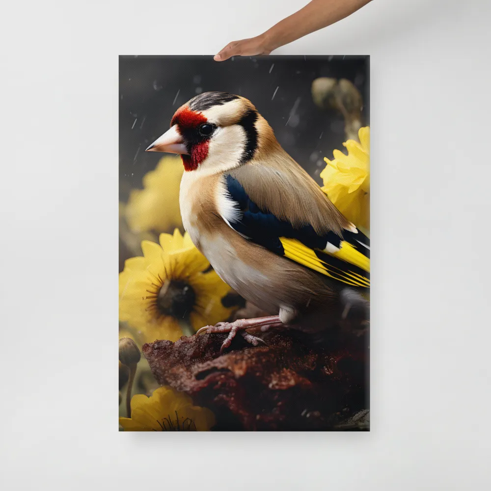 Harmony in Nature: A Goldfinch Amidst Blooms