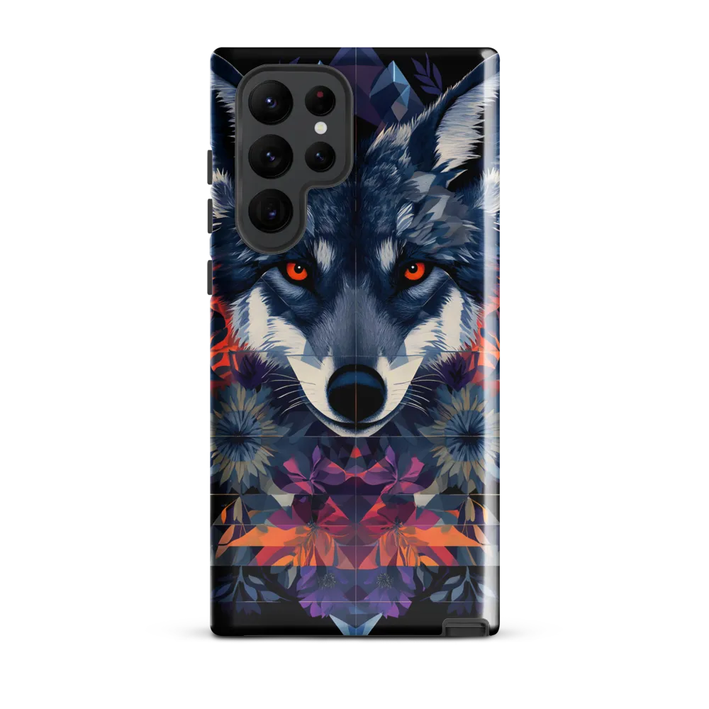 Mystical Wolf Amidst Floral Geometry