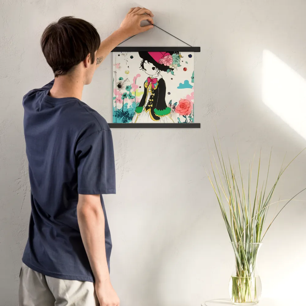 Whimsical Garden Reverie | Poster With Black Wood Hanger | 14″×14″
