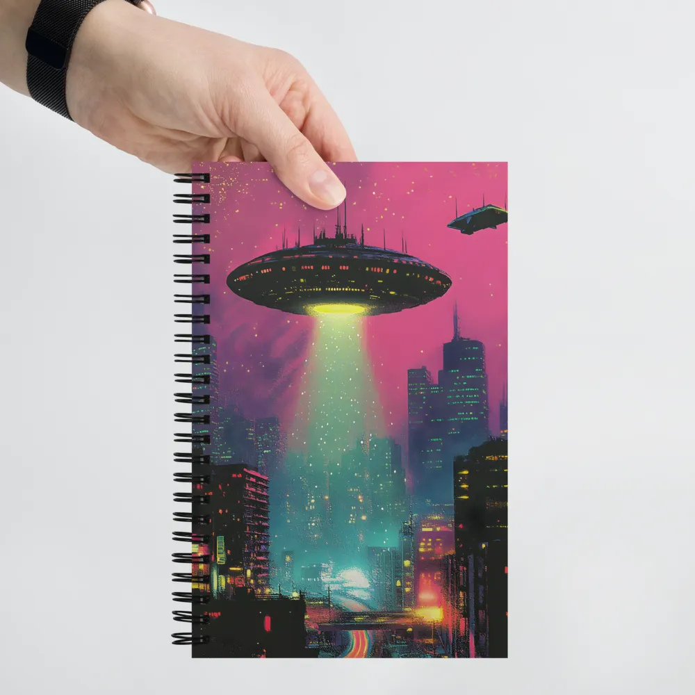 Encounter Above Neon Heights | Spiral Notebook