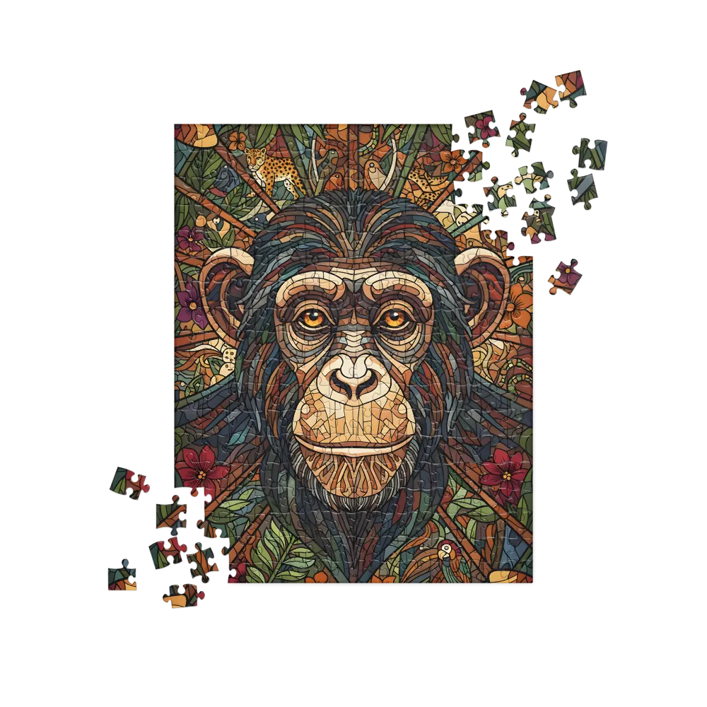 Stained-Glass Chimp 
 Jigsaw Puzzle