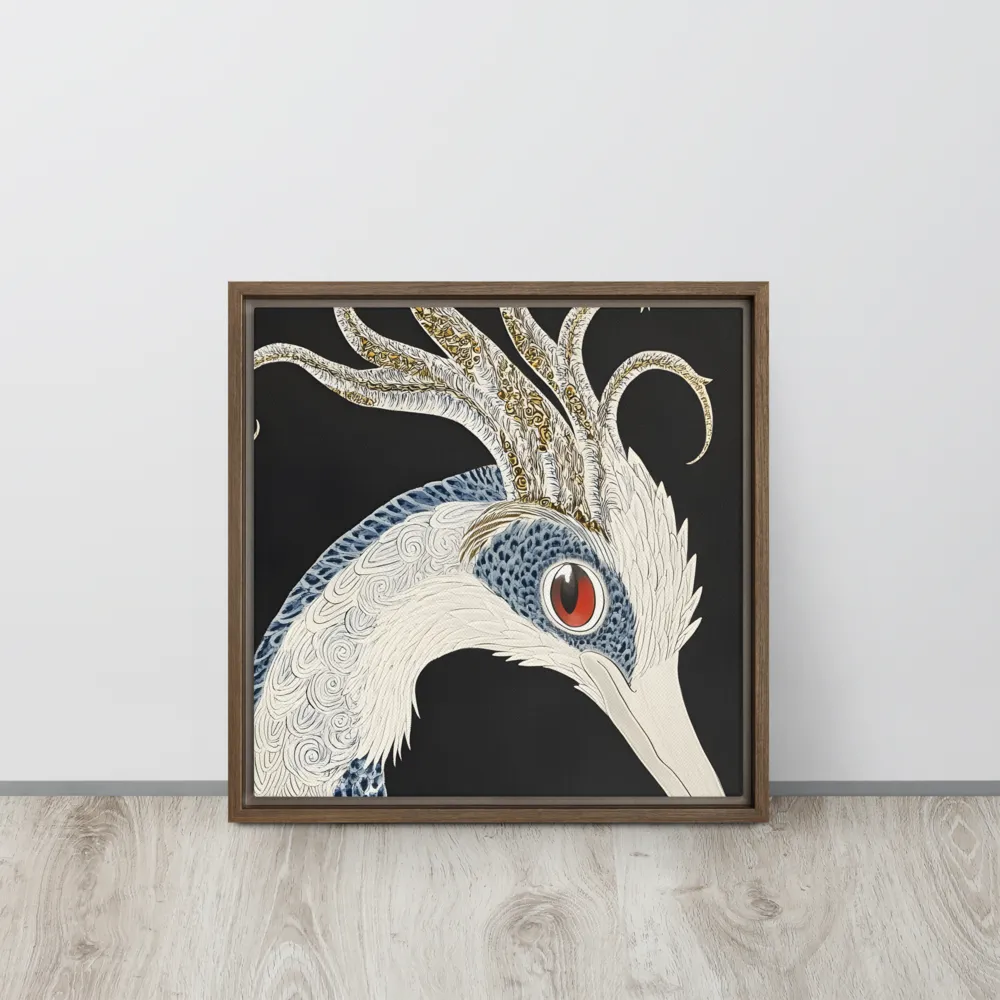 Elegance of the Majestic Peacock | Canvas with Brown Frame | 16″×16″