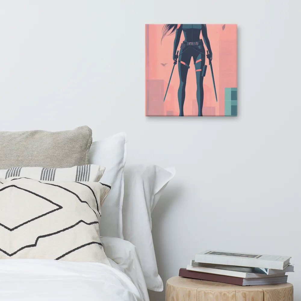 Urban Sentinel: A Warrior's Stand | Canvas | 16″×16″
