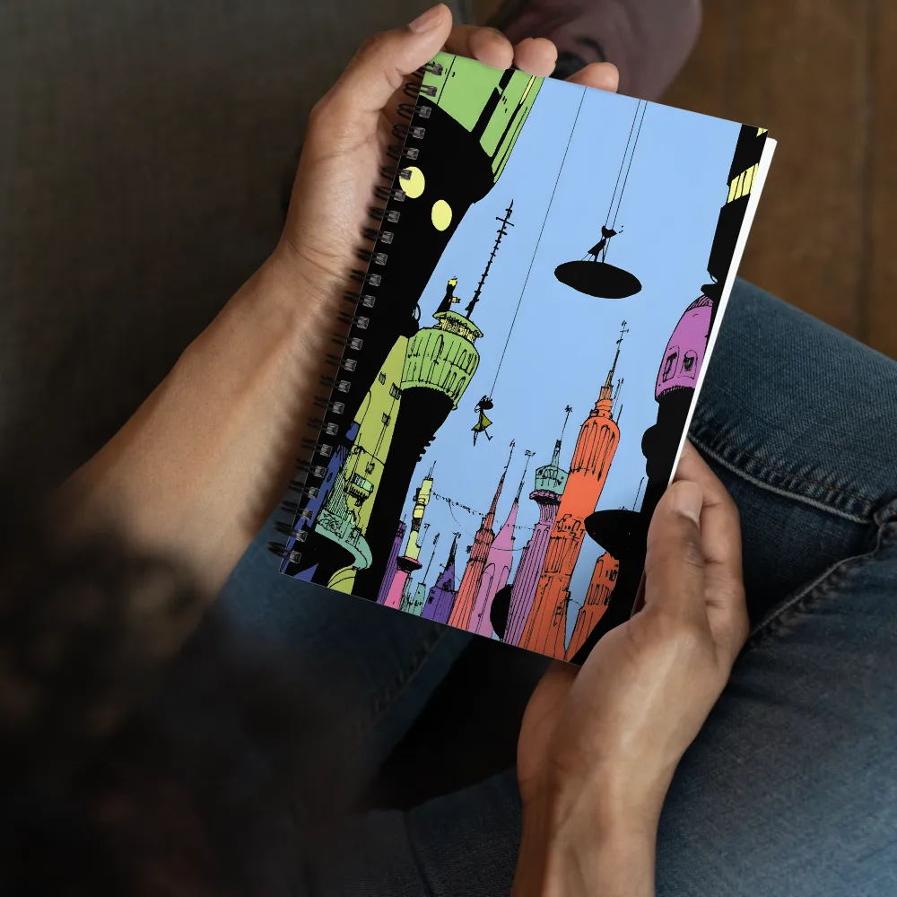 Whimsical Heights: A Futuristic Cityscape | Spiral Notebook