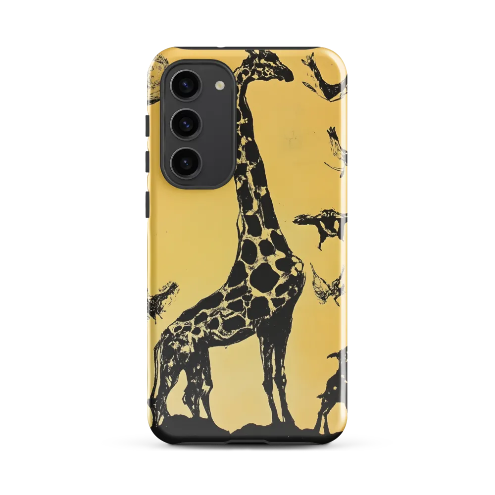 Whimsical Harmony of Giraffe and Birds