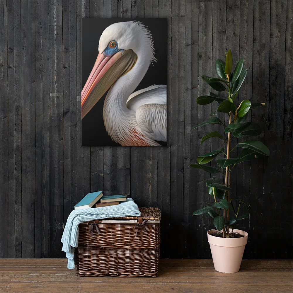 Elegance in White: The Pelican | Canvas | 24″×36″