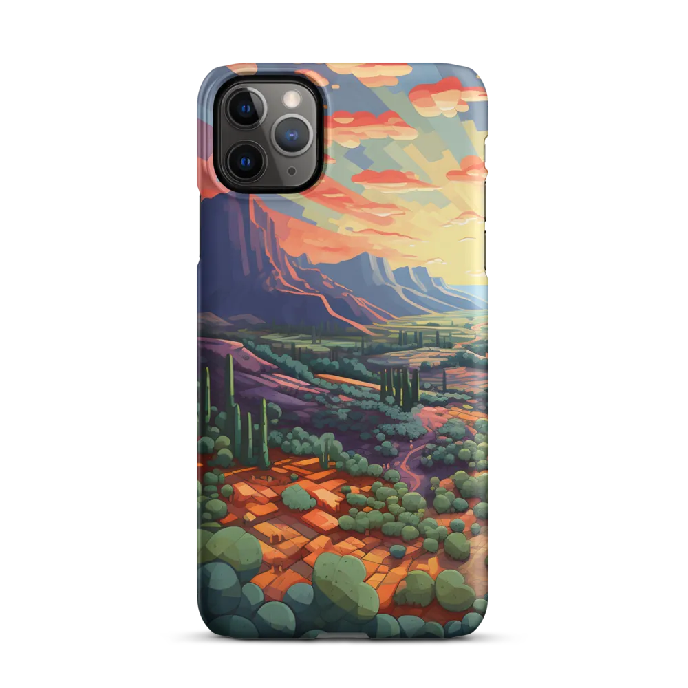 Sunset Over a Geometric Desert Valley