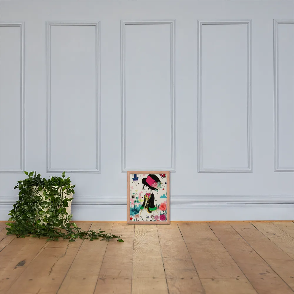 Whimsical Garden Reverie | Poster with Red oak Frame | 11″×14″
