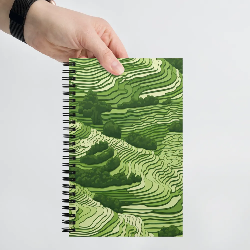 Waves of Green: An Abstract Landscape | Spiral Notebook