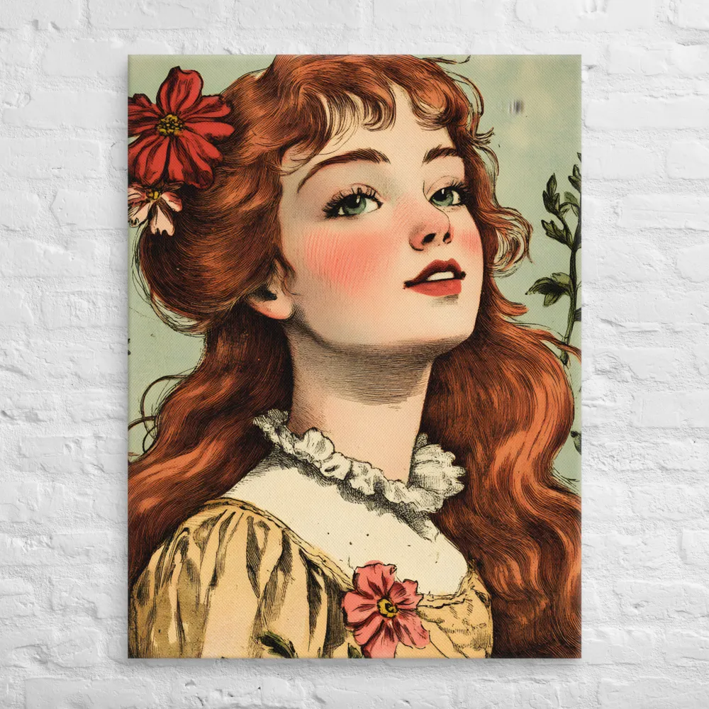 Whimsical Portrait of a Flower-Adorned Girl | Canvas | 30″×40″