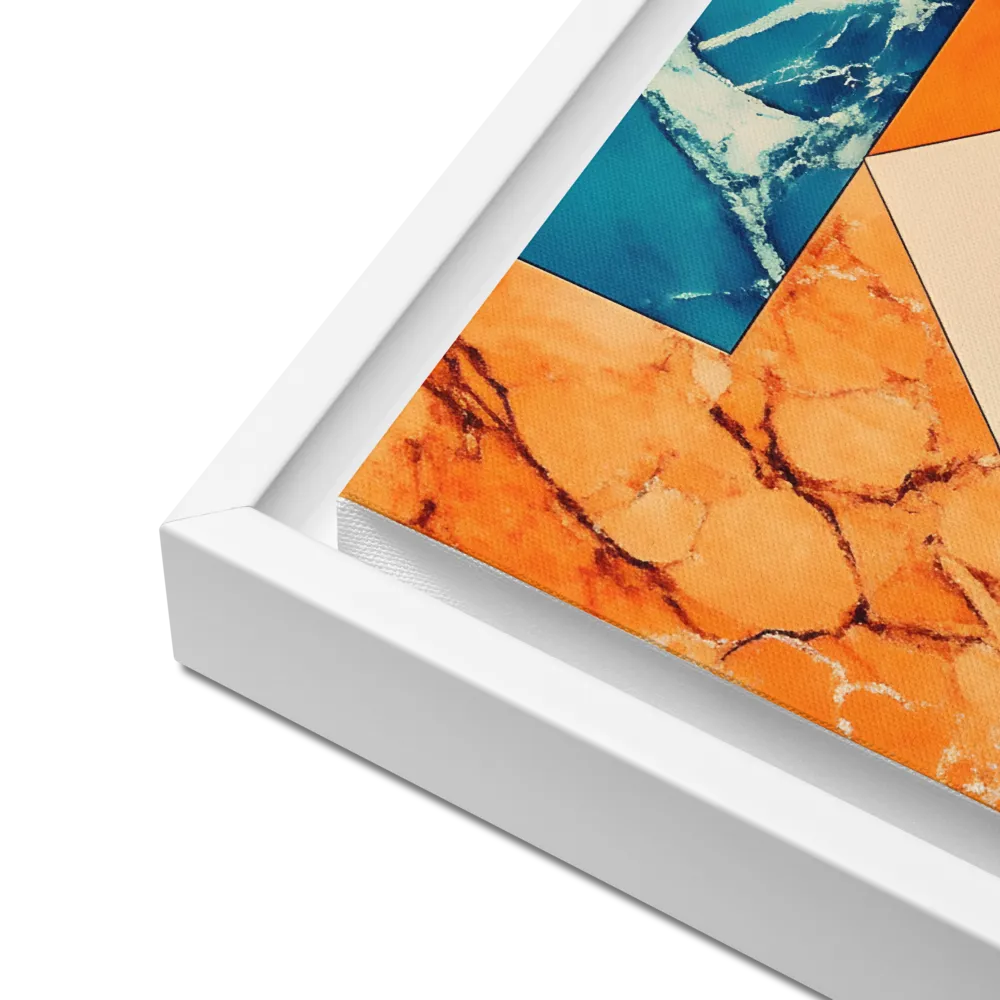 Harmonious Encounters: Abstract Geometry | Canvas with White Frame | 16″×16″