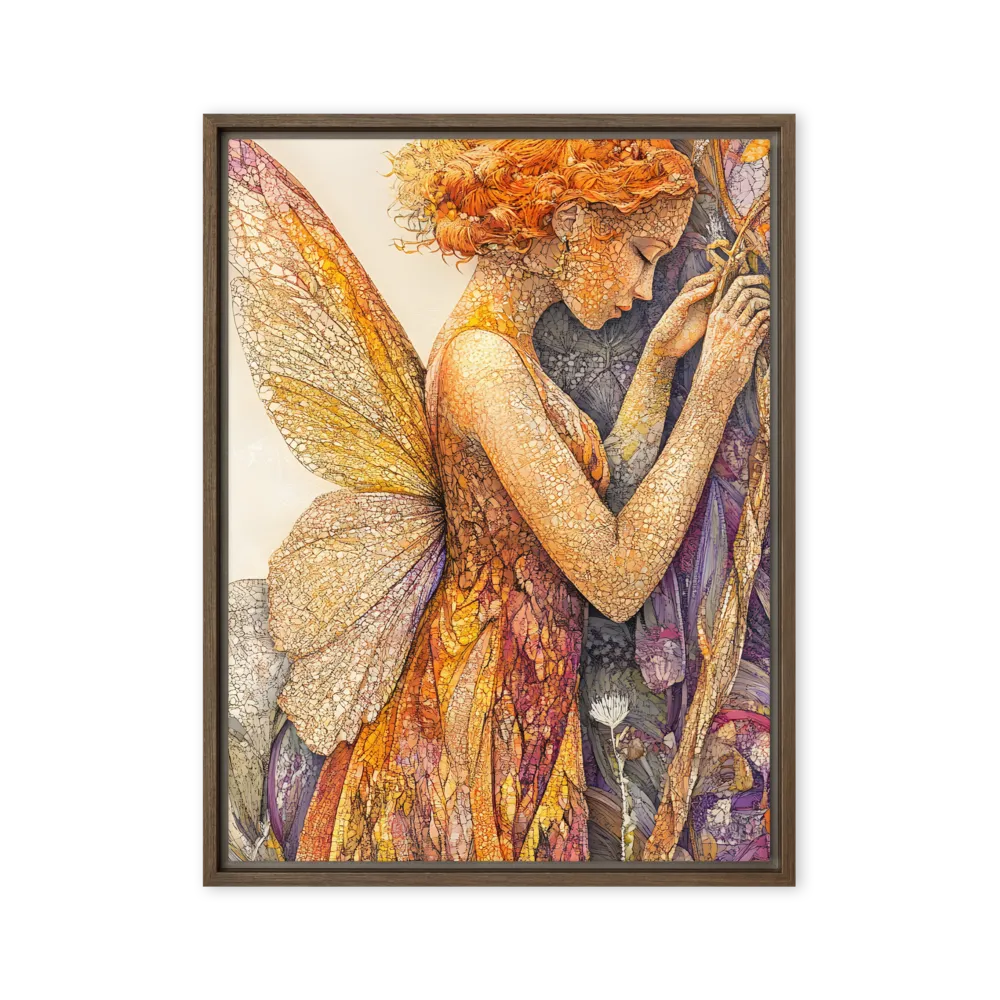 Whispers of the Frosted Meadow | Canvas with Brown Frame | 24″×32″