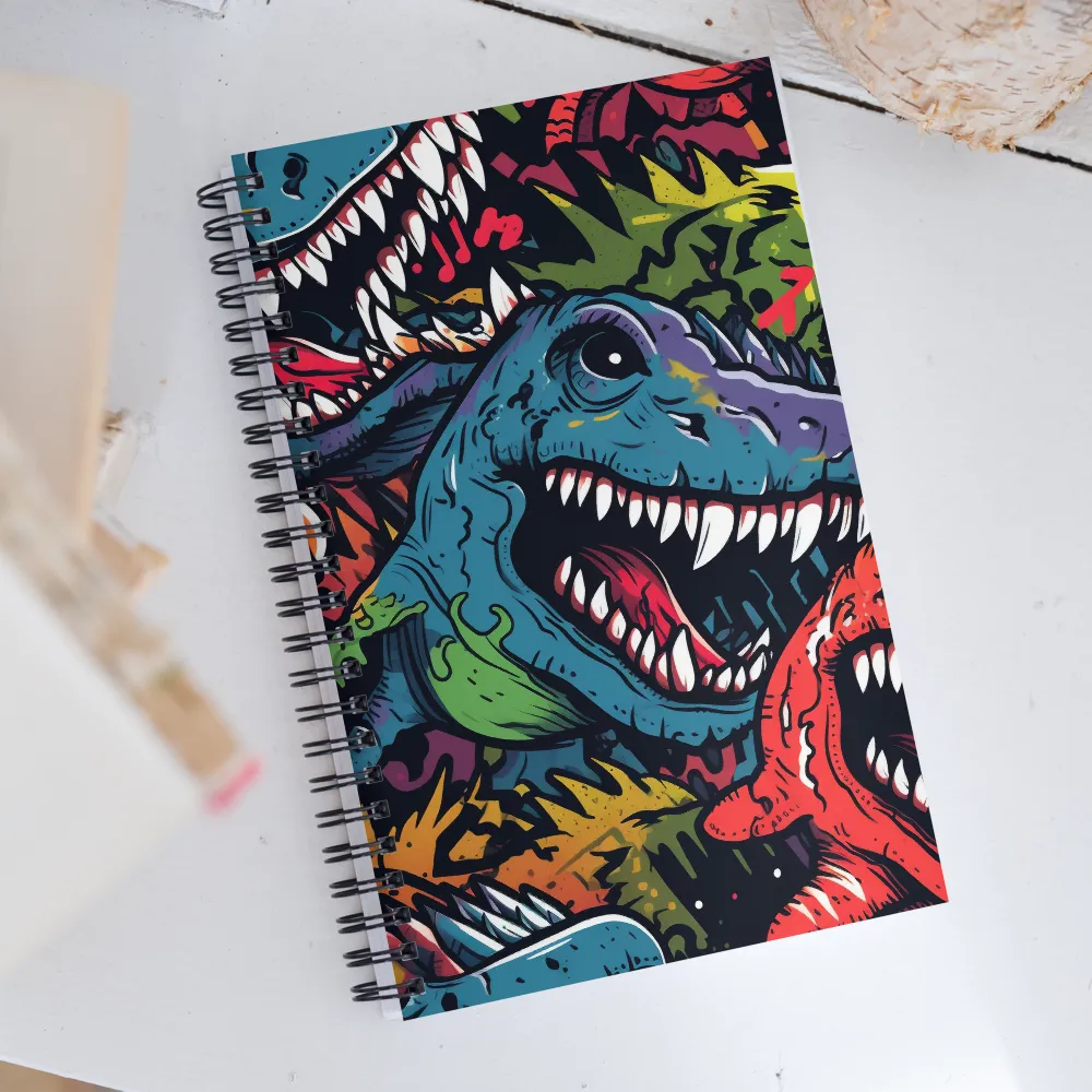 Dino Mania: A Colorful Frenzy | Spiral Notebook